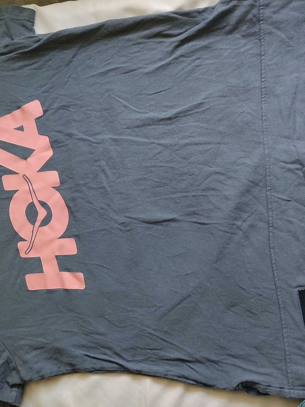 Hoka One One Women's Short Sleeve Tee in Charcoal with Pink Logo